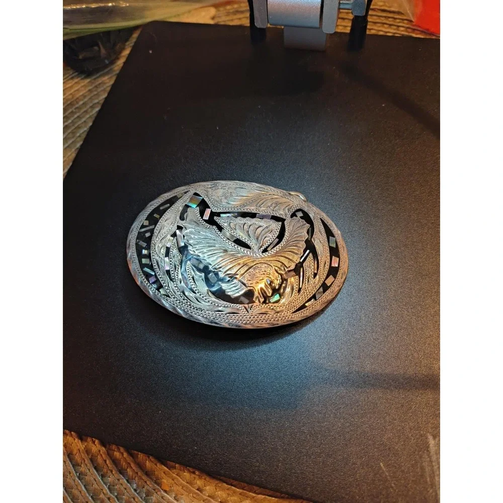 Vintage Mexican Engraved Sterling Silver Bird Buckle